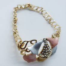 Load image into Gallery viewer, Multi color laminated ribbon with net design and clear crystals