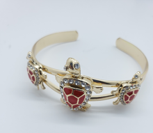 Cargar imagen en el visor de la galería, Red shell colored turtles with clear crystals