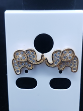 Cargar imagen en el visor de la galería, Small laminated elephant with clear crystals