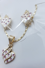 Load image into Gallery viewer, Laminated white heart with pink crystals (set)