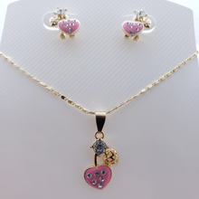 Load image into Gallery viewer, Pink heart with crystals and small hollow heart (set)