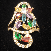 Cargar imagen en el visor de la galería, Zirconia multi - color crystal flower and fly design