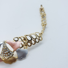 Load image into Gallery viewer, Multi color laminated ribbon with net design and clear crystals