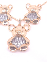 Load image into Gallery viewer, Bear with silver bellly and clear crystals