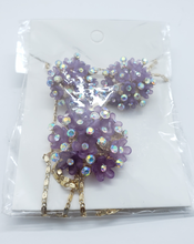 Load image into Gallery viewer, Purple blooming rose with clear crystals (set)
