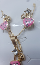Load image into Gallery viewer, Pink heart with crystals and small hollow heart (set)
