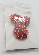 Load image into Gallery viewer, Dark pink blooming rose with clear crystals (set)