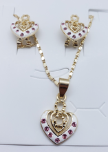 Cargar imagen en el visor de la galería, Infinity sign with Dual hollow heart and pink crystals (set)