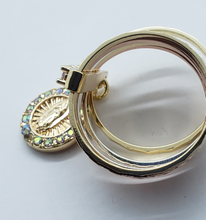 Cargar imagen en el visor de la galería, Tri color Our Lady of Guadalupe Bangle bracelet with red & clear crystals