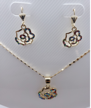 Load image into Gallery viewer, Hollow hearts and circles with multi color crystals (set)