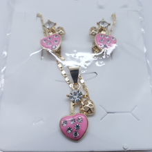 Load image into Gallery viewer, Pink heart with crystals and small hollow heart (set)