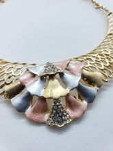 Load image into Gallery viewer, Multi color laminated ribbon with net design and clear crystals