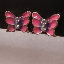 Cargar imagen en el visor de la galería, Small pink and purple centered butterfly with clear crystals