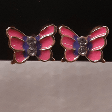 Cargar imagen en el visor de la galería, Small pink and purple centered butterfly with clear crystals