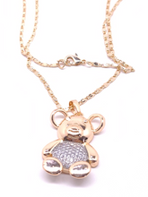 Load image into Gallery viewer, Bear with silver bellly and clear crystals