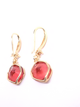 Load image into Gallery viewer, Red diamond crystal earrings