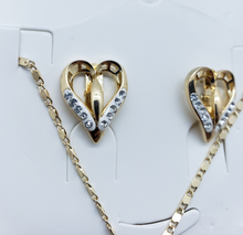 Load image into Gallery viewer, Hollow white heart with clear crystals (set)