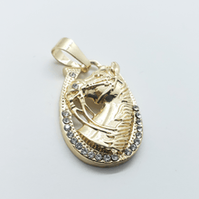 Load image into Gallery viewer, Horse head in horse shoe with clear crystals - Rosina Jewlery