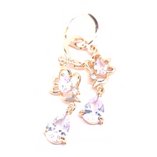 Load image into Gallery viewer, Clear crystal flower with a hanging crystal (clear)