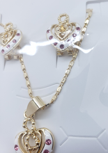 Cargar imagen en el visor de la galería, Infinity sign with Dual hollow heart and pink crystals (set)