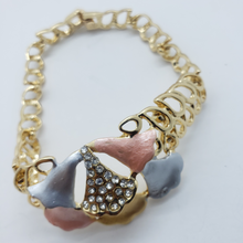 Load image into Gallery viewer, Multi color laminated ribbon with net design and clear crystals