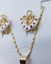 Cargar imagen en el visor de la galería, Infinity sign with Dual hollow heart and pink crystals (set)