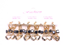 Load image into Gallery viewer, Black crystal bow tie with hanging heart