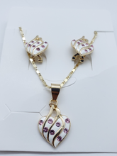 Load image into Gallery viewer, Laminated white heart with pink crystals (set)