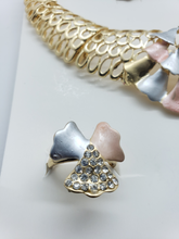 Load image into Gallery viewer, Multi color laminated ribbon with net design and clear crystals