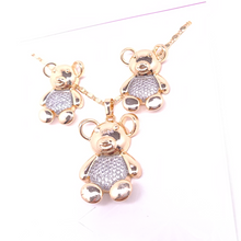 Load image into Gallery viewer, Bear with silver bellly and clear crystals