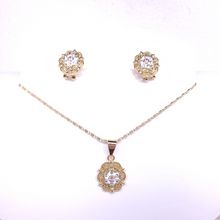 Load image into Gallery viewer, Pink and white flower brooch with clear crystals