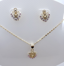 Cargar imagen en el visor de la galería, Infinity sign with Dual hollow heart and pink crystals (set)