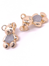 Load image into Gallery viewer, Bear with silver bellly and clear crystals