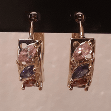 Cargar imagen en el visor de la galería, Small dual color crystals zirconia hoops