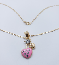 Load image into Gallery viewer, Pink heart with crystals and small hollow heart (set)