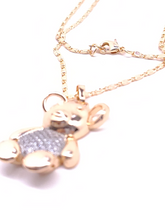 Load image into Gallery viewer, Bear with silver bellly and clear crystals