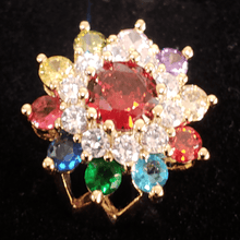 Cargar imagen en el visor de la galería, Zirconia blooming flower with multi color crystals large (red)