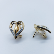 Load image into Gallery viewer, Hollow white heart with clear crystals (set)