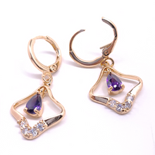 Cargar imagen en el visor de la galería, Hollow diamond shaped with hanging purple crystal