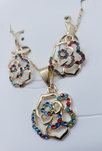 Load image into Gallery viewer, Hollow hearts and circles with multi color crystals (set)