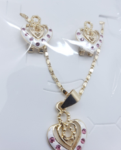 Cargar imagen en el visor de la galería, Infinity sign with Dual hollow heart and pink crystals (set)