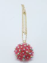 Load image into Gallery viewer, Dark pink blooming rose with clear crystals (set)