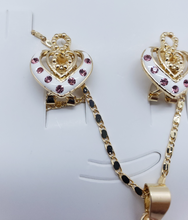 Cargar imagen en el visor de la galería, Infinity sign with Dual hollow heart and pink crystals (set)