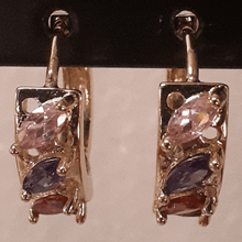 Cargar imagen en el visor de la galería, Small dual color crystals zirconia hoops