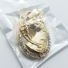 Load image into Gallery viewer, Horse head in horse shoe with clear crystals - Rosina Jewlery
