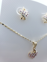 Load image into Gallery viewer, Laminated white heart with pink crystals (set)