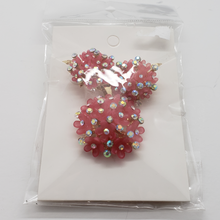 Load image into Gallery viewer, Dark pink blooming rose with clear crystals (set)