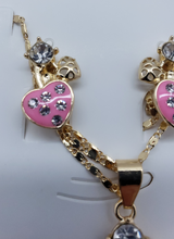 Load image into Gallery viewer, Pink heart with crystals and small hollow heart (set)