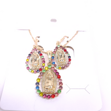 Load image into Gallery viewer, Our Lady of Guadalupe droplet with multi colored crystals (set)