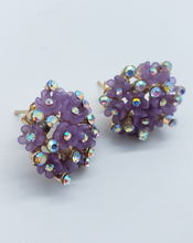 Load image into Gallery viewer, Purple blooming rose with clear crystals (set)